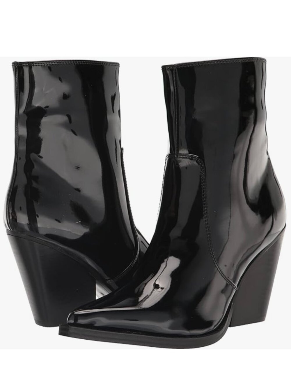 Nine West Gorgeen Western Boot in Black Faux Patent Leather Women's Size 6.5